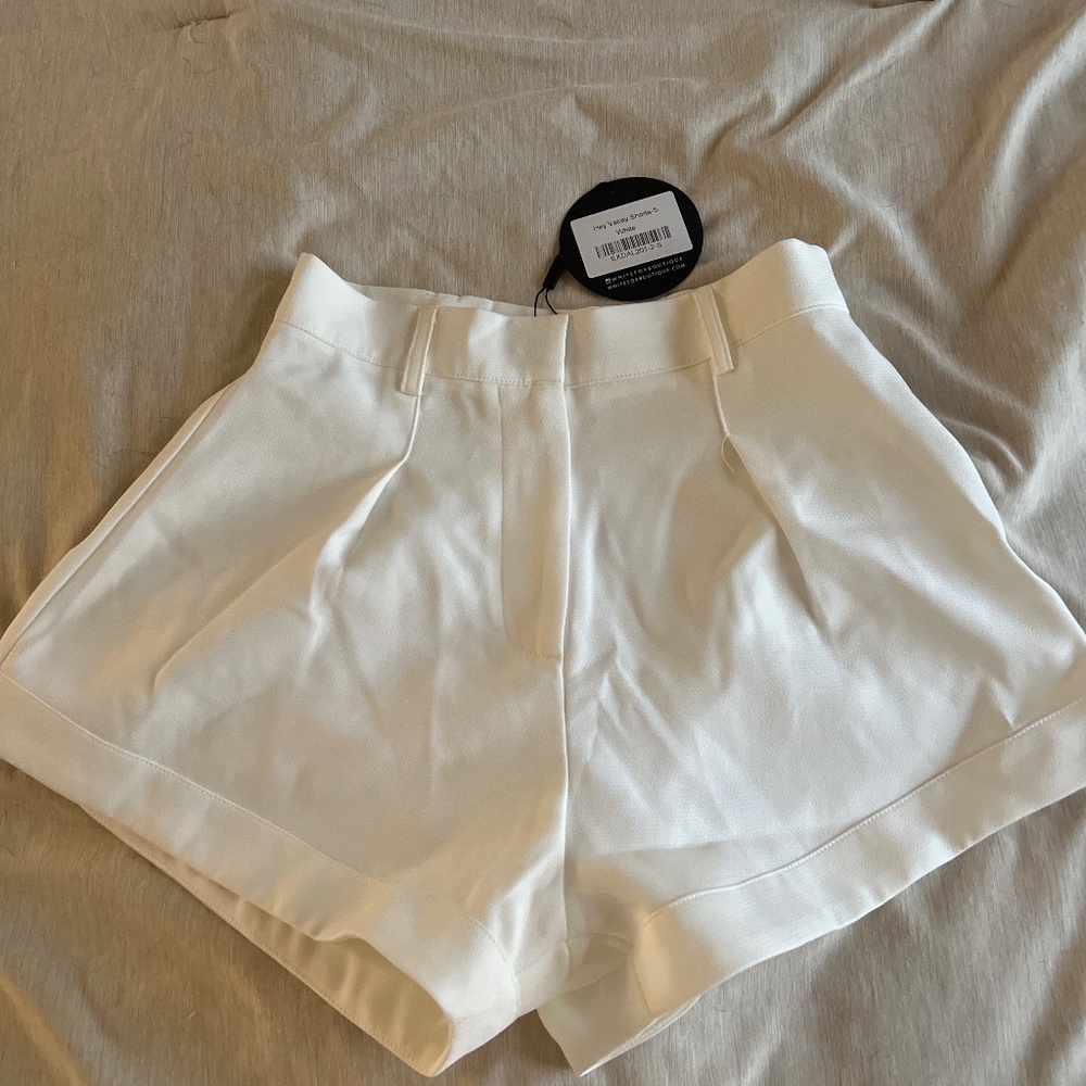 White Fox White High Waisted Trouser Shorts